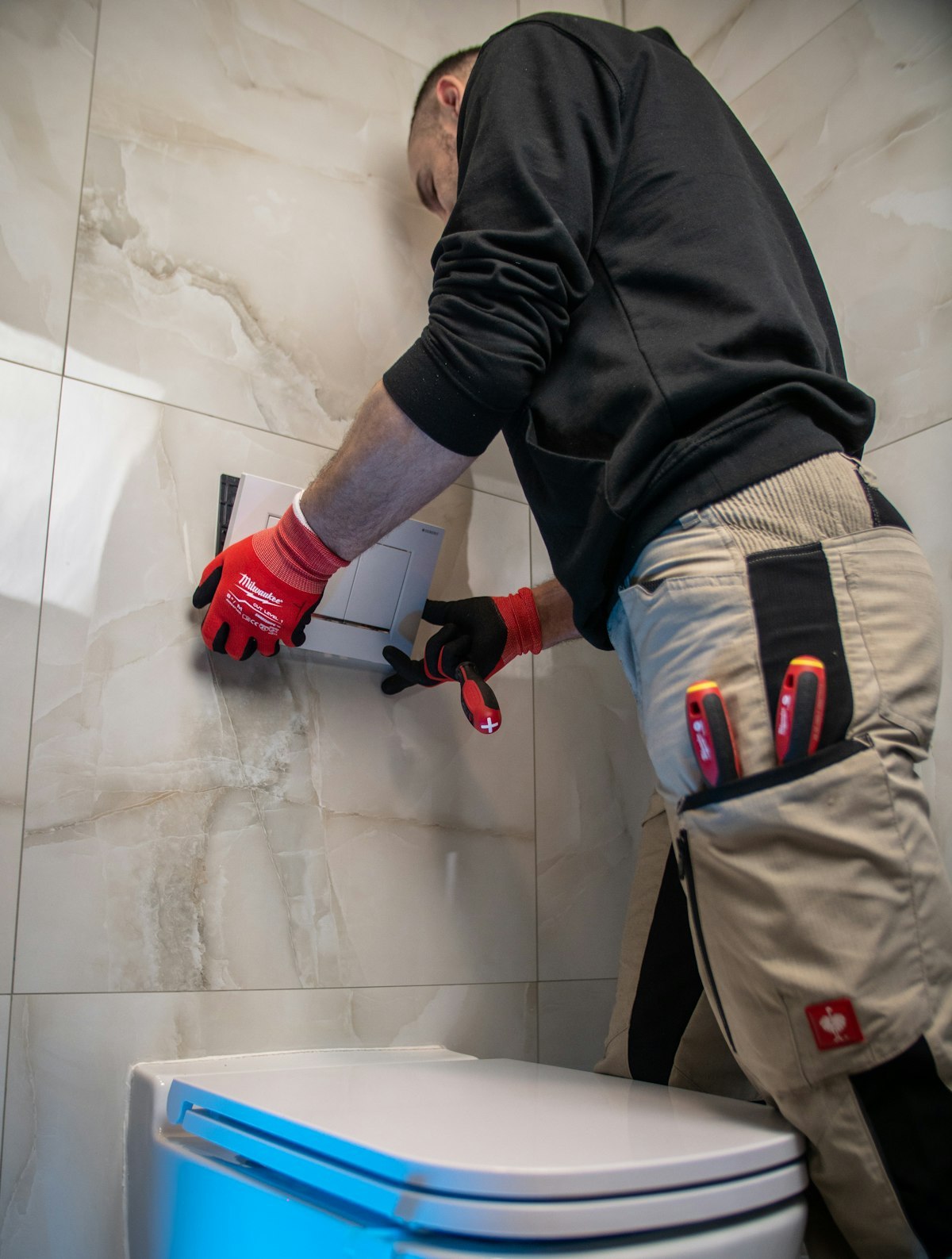 Plumbing technician at work